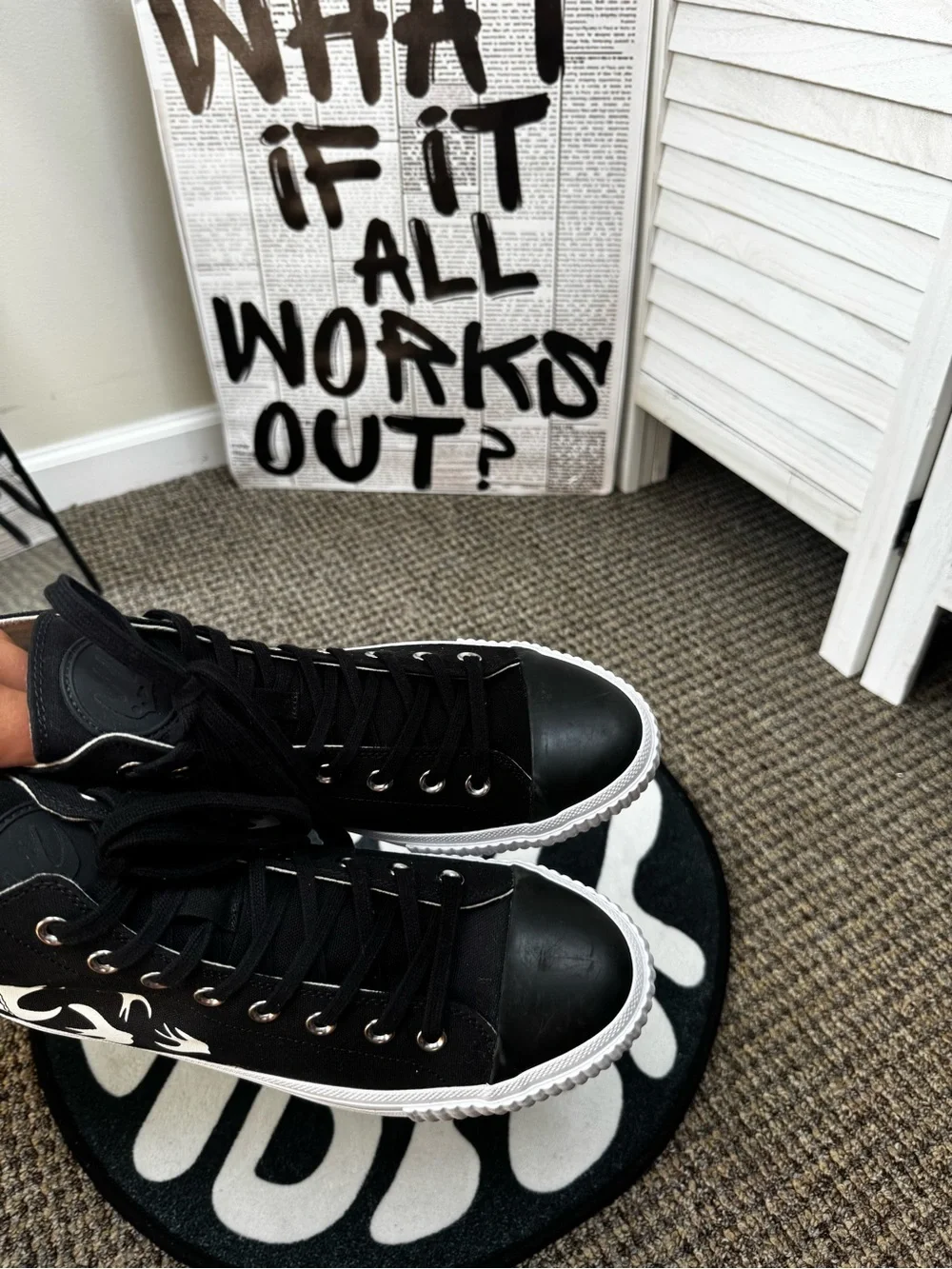 McQ Alexander McQueen Swallow Vulc High Black White Sneakers EU 42